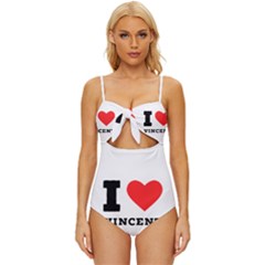 I Love Vincent  Knot Front One-piece Swimsuit by ilovewhateva