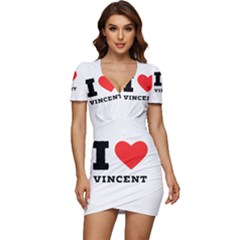 I Love Vincent  Low Cut Cap Sleeve Mini Dress by ilovewhateva