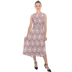 Gerbera Daisy Vector Tile Pattern Midi Tie-back Chiffon Dress by GardenOfOphir