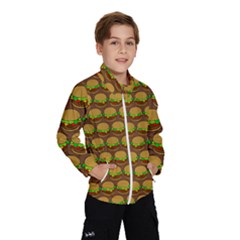 Burger Snadwich Food Tile Pattern Kids  Windbreaker by GardenOfOphir