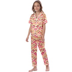 Trendy Chic Modern Chevron Pattern Kids  Satin Short Sleeve Pajamas Set by GardenOfOphir