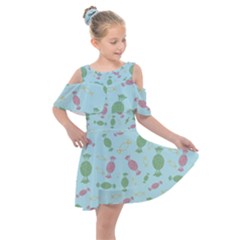 Toffees Candy Sweet Dessert Kids  Shoulder Cutout Chiffon Dress by Jancukart