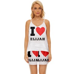 I Love Elijah V-neck Satin Pajamas Set by ilovewhateva