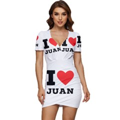 I Love Juan Low Cut Cap Sleeve Mini Dress by ilovewhateva