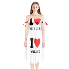 I Love Willie Shoulder Tie Bardot Midi Dress by ilovewhateva