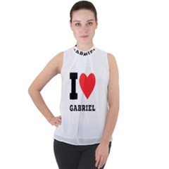 I Love Gabriel Mock Neck Chiffon Sleeveless Top by ilovewhateva