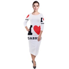 I Love Gabriel Quarter Sleeve Midi Velour Bodycon Dress by ilovewhateva