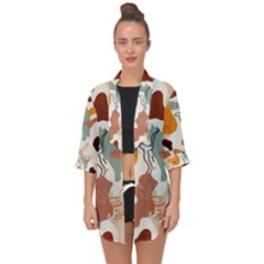 Shapes Pattern Open Front Chiffon Kimono by BlackRoseStore