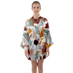 Shapes Pattern Long Sleeve Satin Kimono by BlackRoseStore