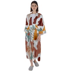 Shapes Pattern Maxi Satin Kimono by BlackRoseStore