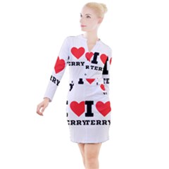 I Love Terry  Button Long Sleeve Dress by ilovewhateva