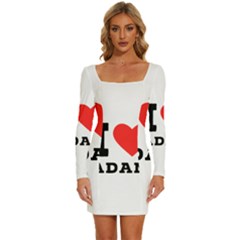 I Love Adam  Long Sleeve Square Neck Bodycon Velvet Dress by ilovewhateva