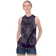 Geometric-art-001 High Neck Satin Top by nateshop