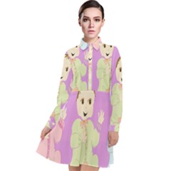 Happy 02 Long Sleeve Chiffon Shirt Dress by nateshop