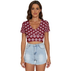 Abstract Knot Geometric Tile Pattern V-neck Crop Top by GardenOfOphir