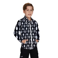 Black And White Spatula Spoon Pattern Kids  Windbreaker by GardenOfOphir