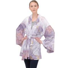 Liquid Marble Long Sleeve Velvet Kimono  by BlackRoseStore