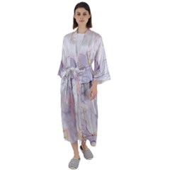 Liquid Marble Maxi Satin Kimono by BlackRoseStore