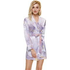 Liquid Marble Long Sleeve Satin Robe by BlackRoseStore