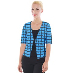 Blue Gray Leaf Pattern Cropped Button Cardigan by GardenOfOphir