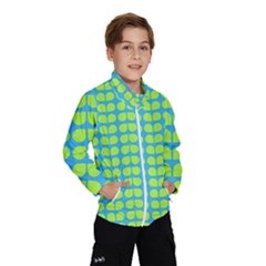 Blue Lime Leaf Pattern Kids  Windbreaker by GardenOfOphir