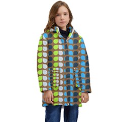 Colorful Leaf Pattern Kid s Hooded Longline Puffer Jacket by GardenOfOphir