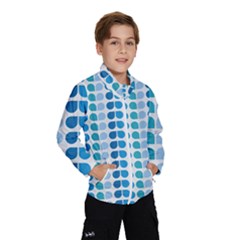 Blue Green Leaf Pattern Kids  Windbreaker by GardenOfOphir