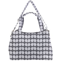 Gray And White Leaf Pattern Double Compartment Shoulder Bag by GardenOfOphir