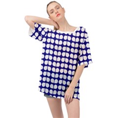 Blue And White Leaf Pattern Oversized Chiffon Top by GardenOfOphir