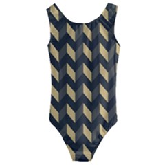 Modern Retro Chevron Patchwork Pattern Kids  Cut-out Back One Piece Swimsuit by GardenOfOphir