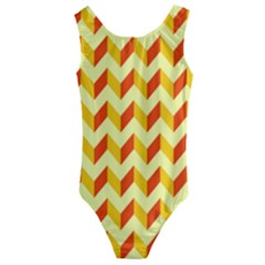 Modern Retro Chevron Patchwork Pattern Kids  Cut-out Back One Piece Swimsuit by GardenOfOphir