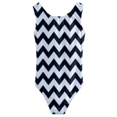 Black And White Chevron Kids  Cut-out Back One Piece Swimsuit by GardenOfOphir