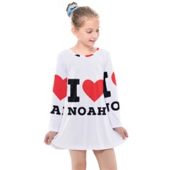 I Love Noah Kids  Long Sleeve Dress by ilovewhateva