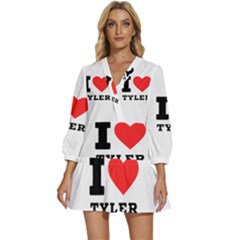 I Love Tyler V-neck Placket Mini Dress by ilovewhateva