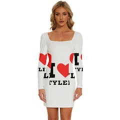 I Love Tyler Long Sleeve Square Neck Bodycon Velvet Dress by ilovewhateva