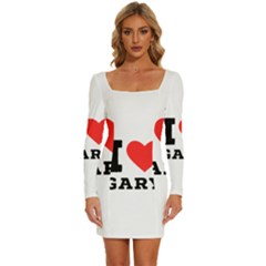 I Love Gary Long Sleeve Square Neck Bodycon Velvet Dress by ilovewhateva