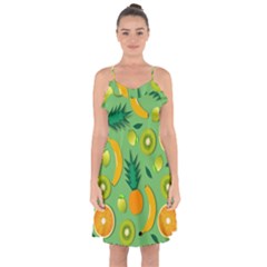 Fruit Tropical Pattern Design Art Ruffle Detail Chiffon Dress by danenraven