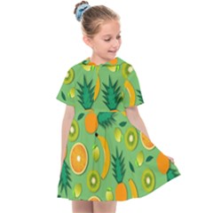 Fruit Tropical Pattern Design Art Kids  Sailor Dress by danenraven