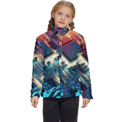 Ai Generated Motherboard City Technology Tech Cpu Kids  Puffer Bubble Jacket Coat by Jancukart