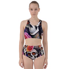 Sugar Skull Racer Back Bikini Set by GardenOfOphir