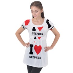 I Love Stephen Puff Sleeve Tunic Top by ilovewhateva