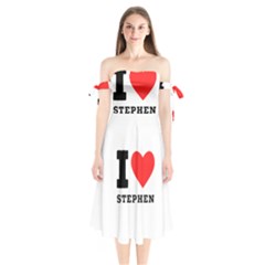 I Love Stephen Shoulder Tie Bardot Midi Dress by ilovewhateva