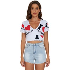 I Love Stephen V-neck Crop Top by ilovewhateva