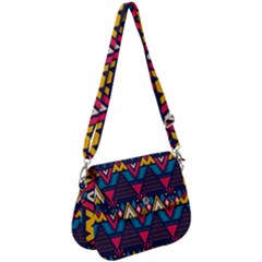 Pattern Colorful Aztec Saddle Handbag by Ravend