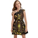 Mushroom Fungus Gold Psychedelic Kids  One Shoulder Party Dress View1