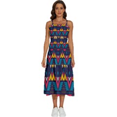 Pattern Colorful Aztec Sleeveless Shoulder Straps Boho Dress by Wegoenart