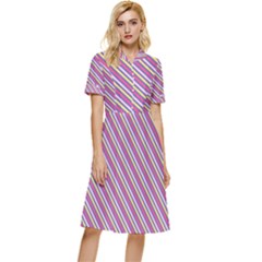 Background-102 Button Top Knee Length Dress by nateshop