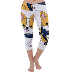 Puppy Cartoon Corgi Capri Yoga Leggings by Semog4