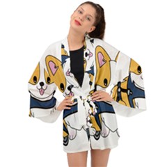 Puppy Cartoon Corgi Long Sleeve Kimono by Semog4