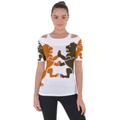 Lions Animals Wild Cats Shoulder Cut Out Short Sleeve Top by Semog4